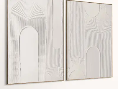 Plaster Two Photo Frame 443 Low-poly 3D model