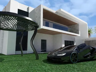 Modren Luxury House Low-poly 3D model