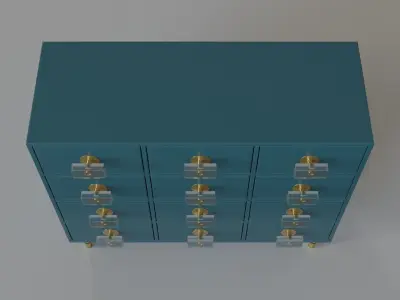 Lacquered Regency Twelve-Drawer Dresser 3D model