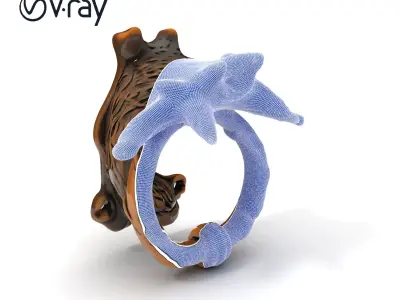 Decorative Door Knocker Model Pack with Intricate Design Low-poly 3D model