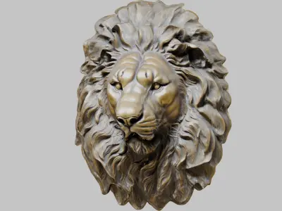 Bronze Lion Head Low-poly 3D model