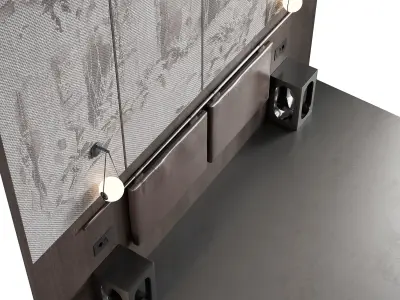 Wooden Bedroom Headboard - 2 3D model