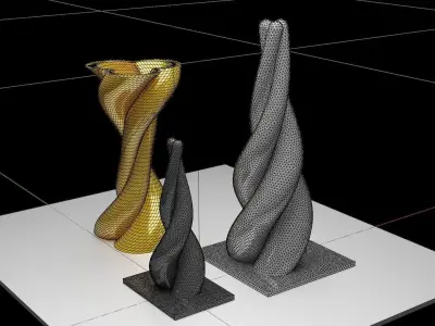 Twisted Spiral three Sculptures 3D print model