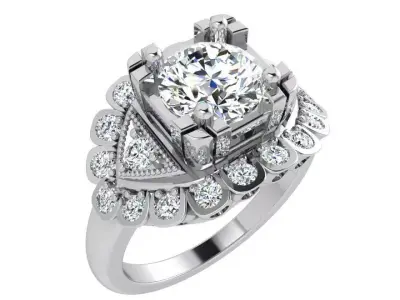 Diamond Unique Ring 3619 3D print model