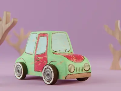 Wooden Toy Car 3D model