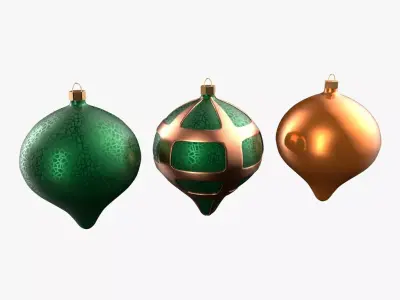 Christmas Tree Ornament Set8 - Green Orange 3D model