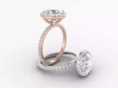 Round Halo Diamond Ring 3D print model