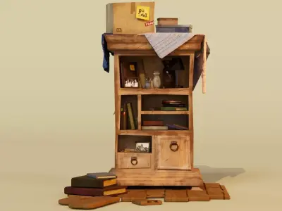 Library - bookshelf 3D model