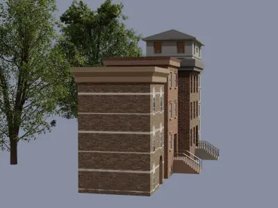Buildings Flats Free low-poly 3D model