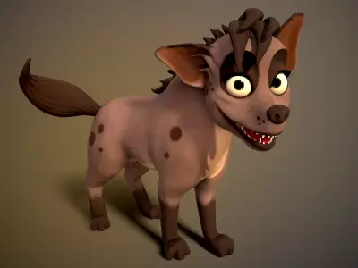 cartoon hyena Low-poly 3D model