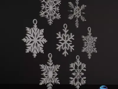 7 Printable Snowflakes - Christmas Tree Decorations 3D print model