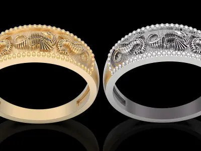 Seahorse ring gold printable jewelry 3D model 3D print model