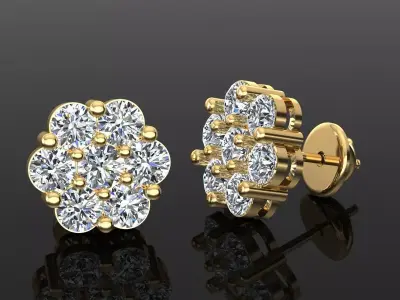 Women Diamond Earrings 3D print model 27