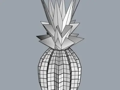 Lowpoly pineapple golden 3D model