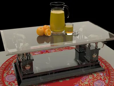 Chinese coffee table with orange juice jar 3D model