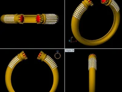 Twin RUBY Bangle 3D print model