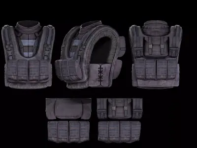 Military stalker like vest for Dayz engine Low-poly 3D model