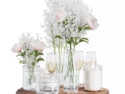 Decorative Set2 - Rose bride table 3D model