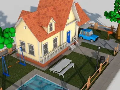 Cartoon House Low-poly 3D model