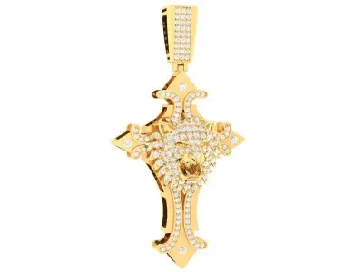 Luxury Dual Tone Diamond Cross Pendant for Men and Women  317 3D print model