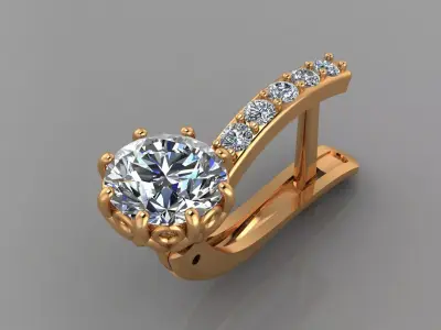 Jewelry earrings with diamonds 3D print model 3D print model