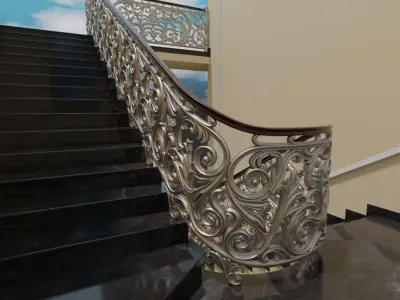 Staircase railings Low-poly 3D model