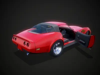 American race car Low-poly 3D model