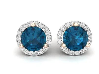 AV 617 Diamond Halo Stud Earrings 3D print model