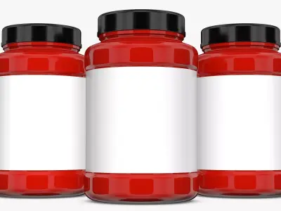 Red Bottle with Label and Cover 3D model