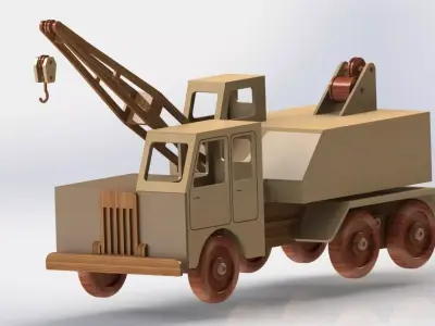 Truck toy with crane Free 3D model