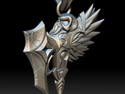 Pendant Axe Pendant Sculpture jewelry gold necklace 3D print model