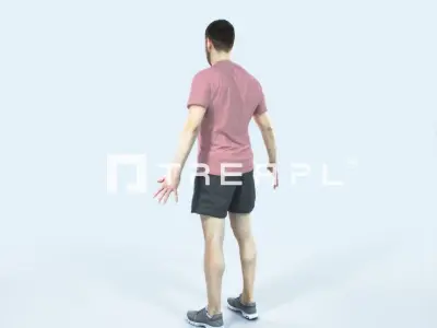 Portrait 09G Animated Rigged Sports Man Low-poly 3D model