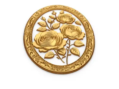 Classic oval carved decor ornament 05 3D model