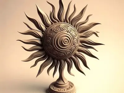 Carved Sun Disc Sculpture 3D print model