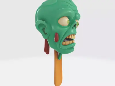 Zombie Head Popsicle Creepy Horror Ice Cream Style Figurine 3D print model