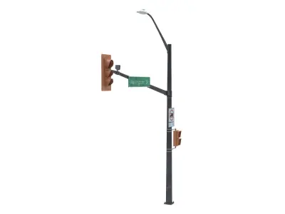 Street Light with Traffic 04 Low-poly 3D model