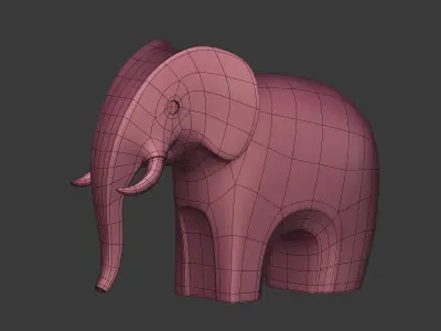 Elephant Figurine Low-poly 3D model