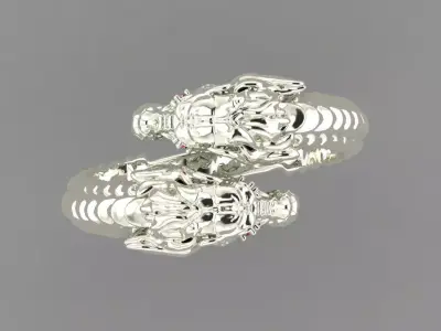 double dragon head ring 3D print model