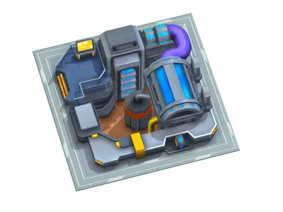 isometrical fuel rig platform station upgrade 2 Low-poly 3D model