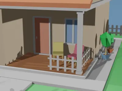 Low poly house low poly environment Free low-poly 3D model