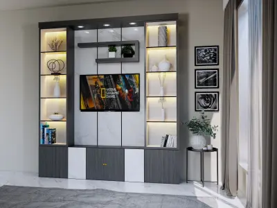 Luxury Furniture Design Cabinet TV Backdrop  3D model
