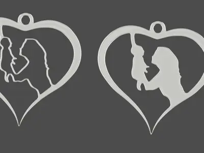 Heart mother and child  3D print model