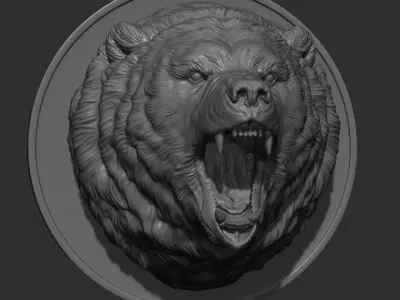 Grizzly bear grin roar 3D print model