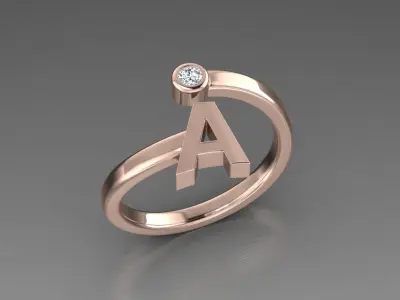 Alphabet Jewelry ring A 3D print model