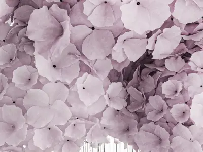 Modern Realistic Bouquet glass Vase Lilac Hydrangea 620 3D model