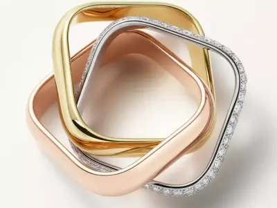 TRI - RING - COUSSIN LARGE SEMI PAVED 3D print model