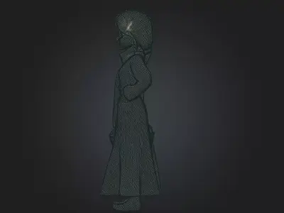 Thanksgiving Girl character Printable Model  with Pumpkin  Low-poly 3D model