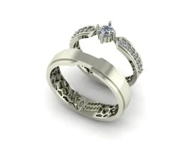 wedding ring 3D print model 10