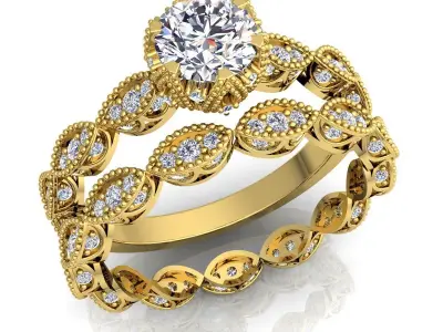 Aarna Luxury Couple Set Ring 37 3D print model
