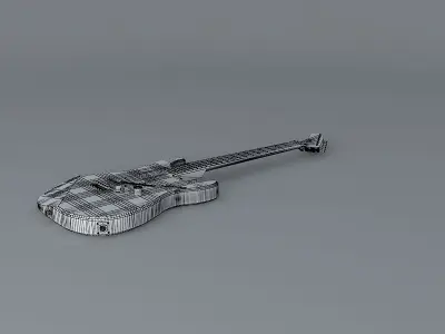Plaid painted guitar  Free 3D model